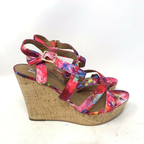 bp Shoes - BP cork wedge Fabric Upper floral pink